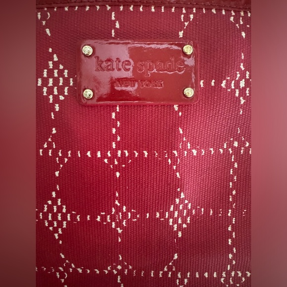 Kate Spade Red Patterned Oil Covered Canvas Purse - Picture 8 of 8